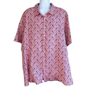 Perry Ellis‎ Mens Linen Blend Paisley Button Down Shirt Blue Orange Size 3X